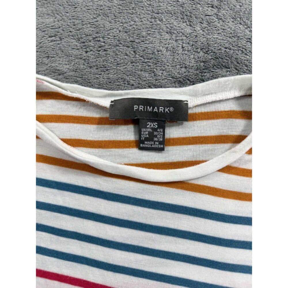 Primark Women’s Multicolored Striped Basic T-Shirt 2XS 0/2 - Picture 2 of 2